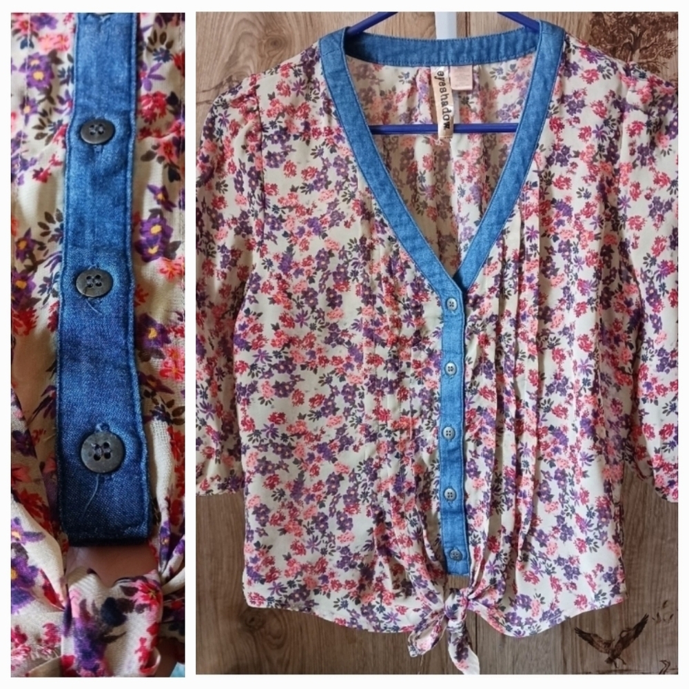 Eyeshadow Sheer Floral Button Down Top